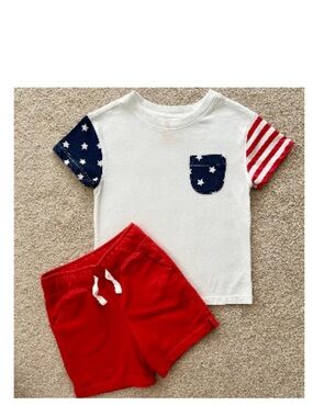 Toddler Boys Cat & Jack American Flag Set EUC